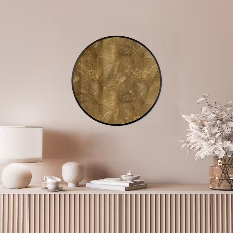 Organisch - Lijnen - Goud Fotolijst rond zonder passe partout klein 856 -sfeer3
