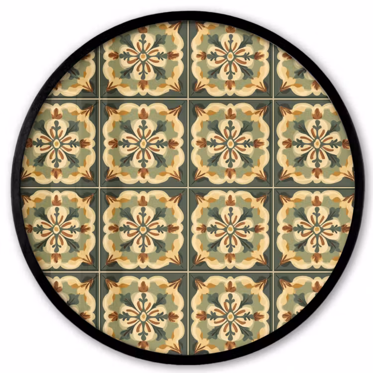 Ornament - Patroon - Groen Fotolijst rond zonder passe partout klein 856 -3d