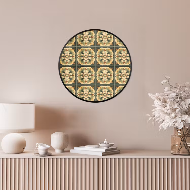 Ornament - Patroon - Groen Fotolijst rond zonder passe partout klein 856 -sfeer3