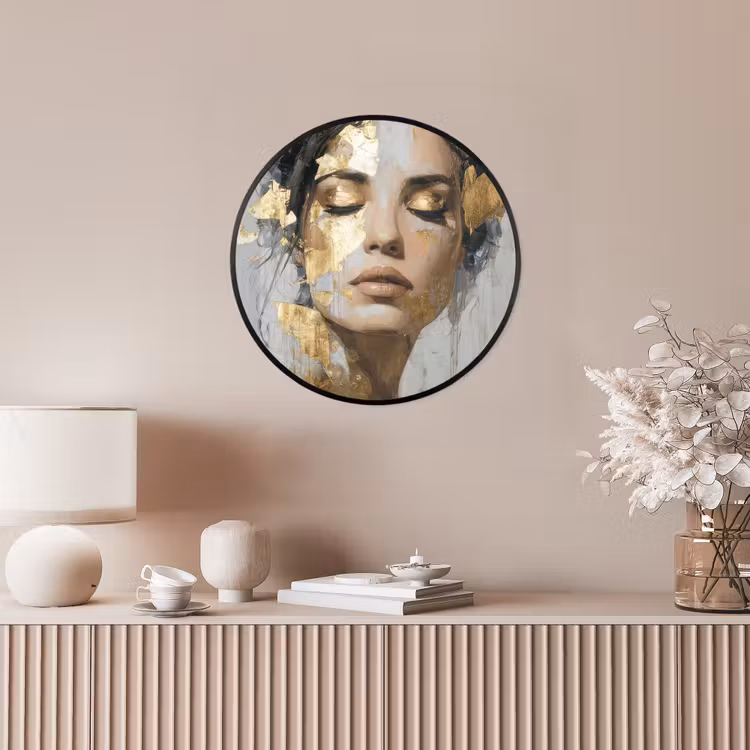 Sierlijk - Vrouw - Goud - Ogen Fotolijst rond zonder passe partout klein -sfeer3