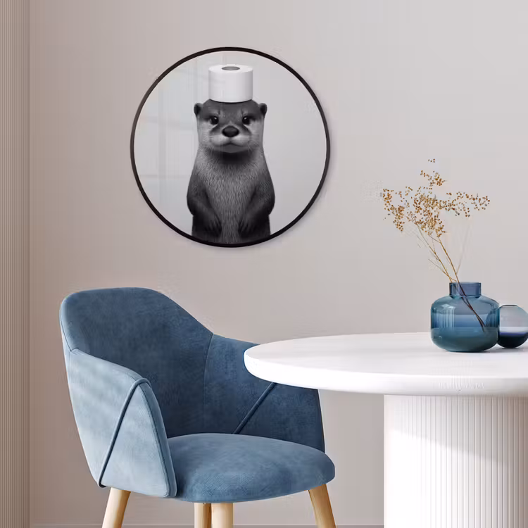 Otter - WC rol - Zwart - Wit Fotolijst rond zonder passe partout klein -sfeer2