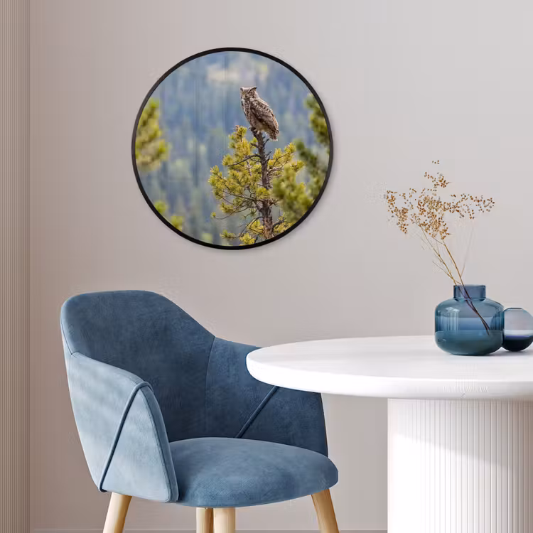 Uil - Oehoe - Bomen - Natuur Fotolijst rond zonder passe partout klein -sfeer2