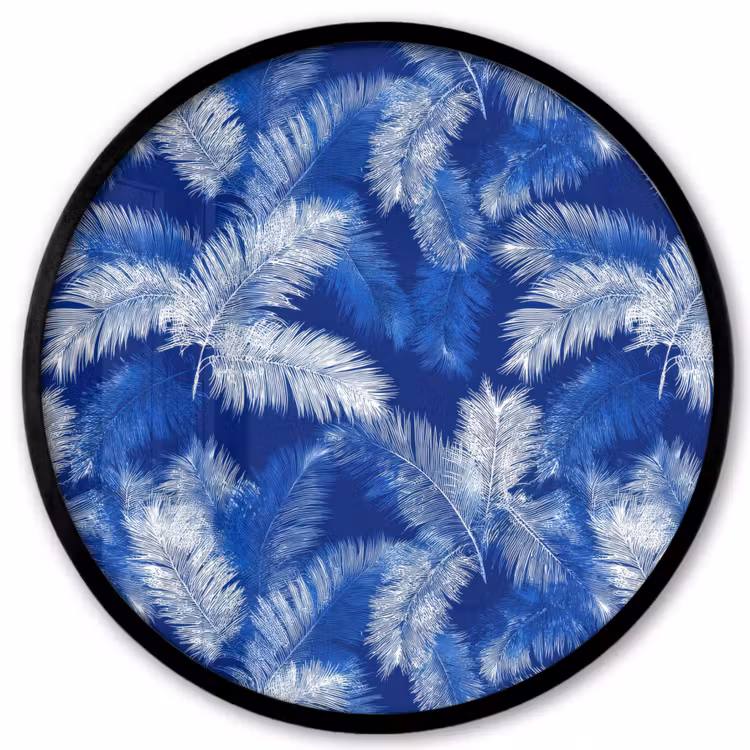 Palmblad - Patroon - Blauw Fotolijst rond zonder passe partout klein 856 -3d