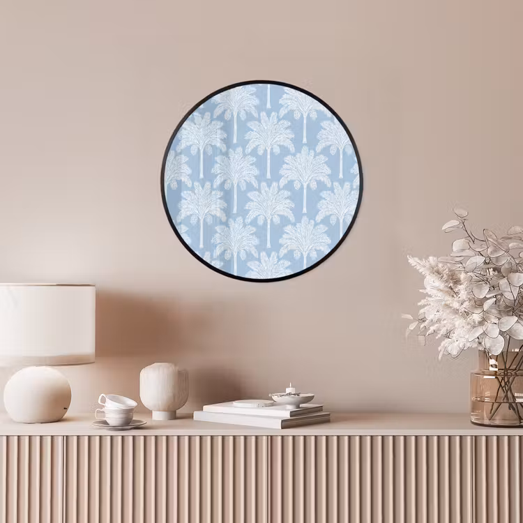 Palmboom - Modern - Blauw Fotolijst rond zonder passe partout klein 856 -sfeer3