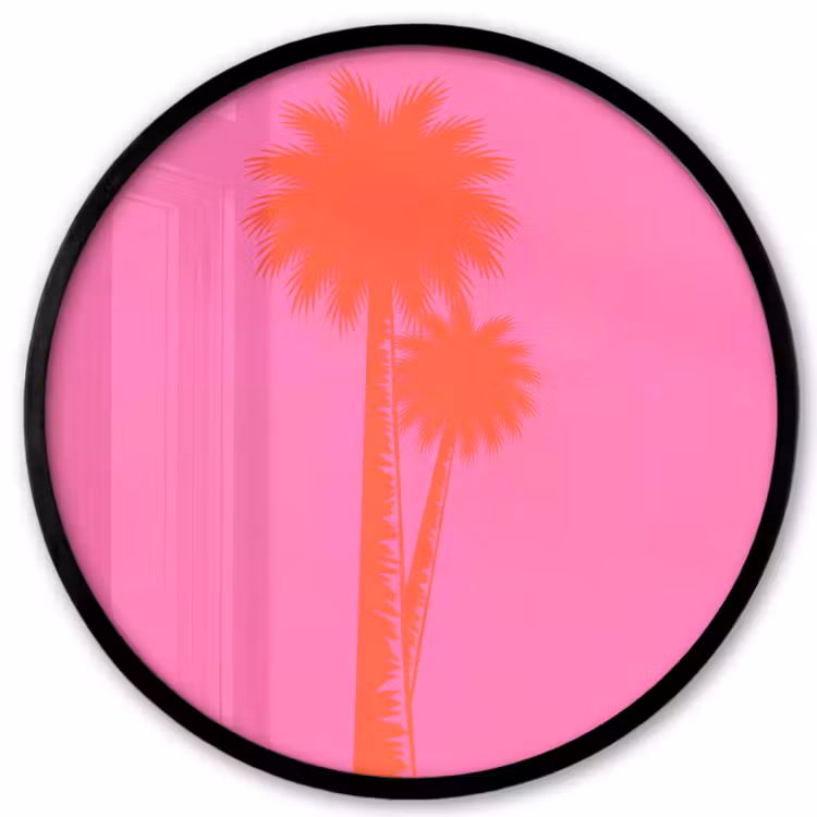 Palmbomen - Modern - Roze Fotolijst rond zonder passe partout klein -3d
