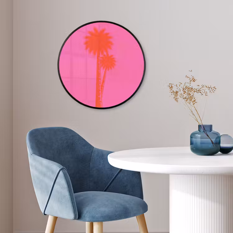 Palmbomen - Modern - Roze Fotolijst rond zonder passe partout klein -sfeer2
