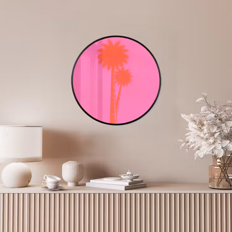 Palmbomen - Modern - Roze Fotolijst rond zonder passe partout klein -sfeer3