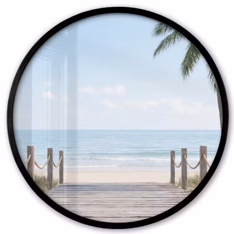Palmbomen - Pad - Horizon Fotolijst rond zonder passe partout klein -3d