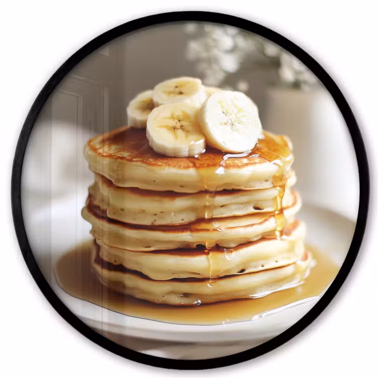 Pannenkoeken - Banaan - Siroop - Wit - Beige Fotolijst rond zonder passe partout klein -3d