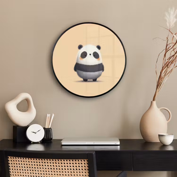 Panda - Beige - Minimalistisch Fotolijst rond zonder passe partout klein -sfeer1