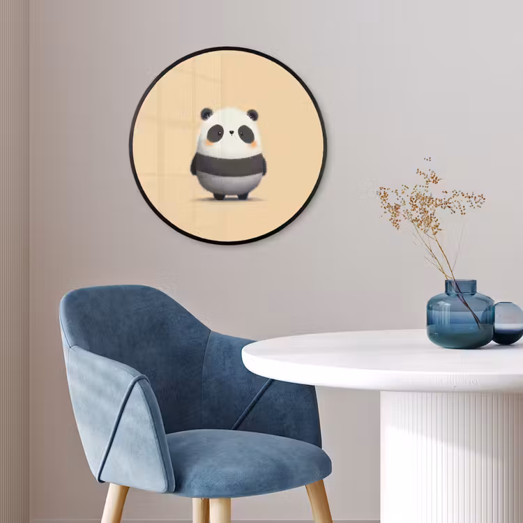 Panda - Beige - Minimalistisch Fotolijst rond zonder passe partout klein -sfeer2