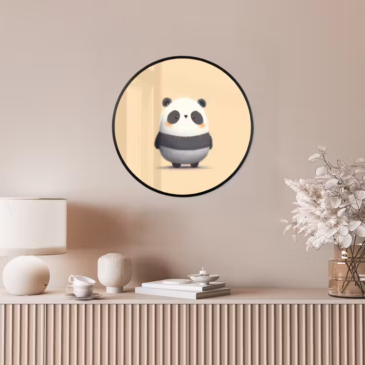 Panda - Beige - Minimalistisch Fotolijst rond zonder passe partout klein -sfeer3