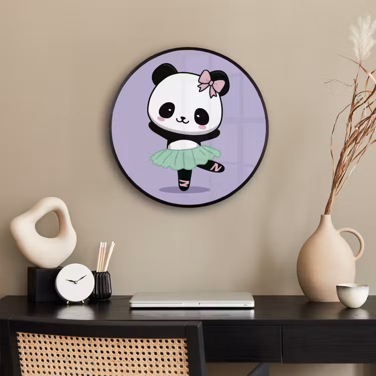 Panda - Paars - Sierlijk - Kawaii Fotolijst rond zonder passe partout klein -sfeer1