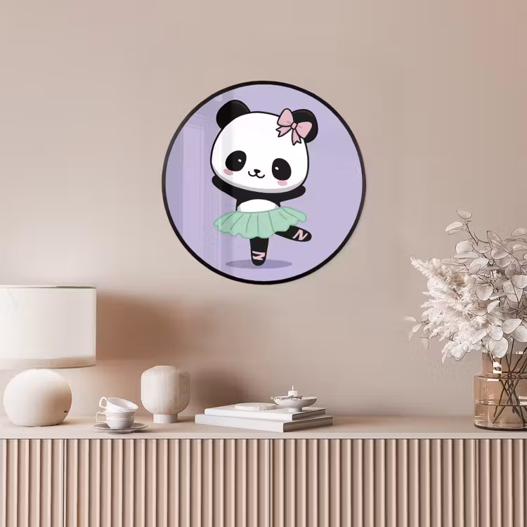 Panda - Paars - Sierlijk - Kawaii Fotolijst rond zonder passe partout klein -sfeer3