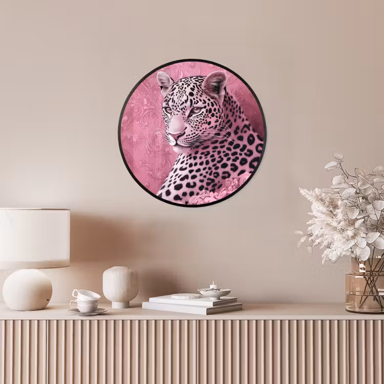 Panter - Luxe - Roze Fotolijst rond zonder passe partout klein -sfeer3