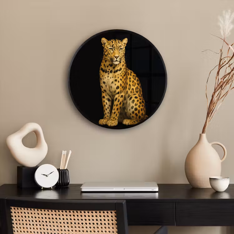 Panter - Realistisch - Bruin Fotolijst rond zonder passe partout klein -sfeer1