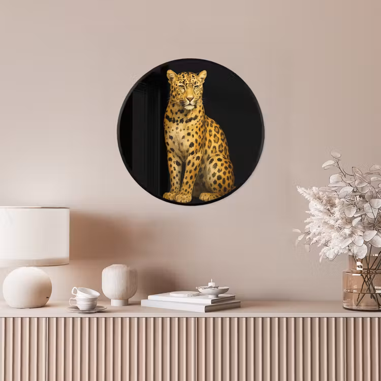 Panter - Realistisch - Bruin Fotolijst rond zonder passe partout klein -sfeer3