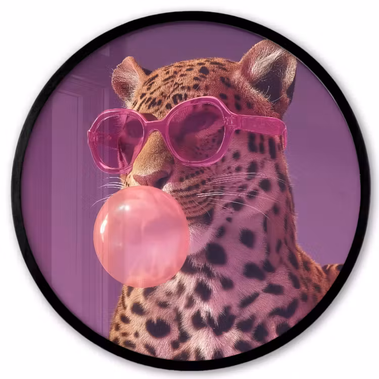 Panter - Zonnebril - Kauwgombel - Roze Fotolijst rond zonder passe partout klein -3d