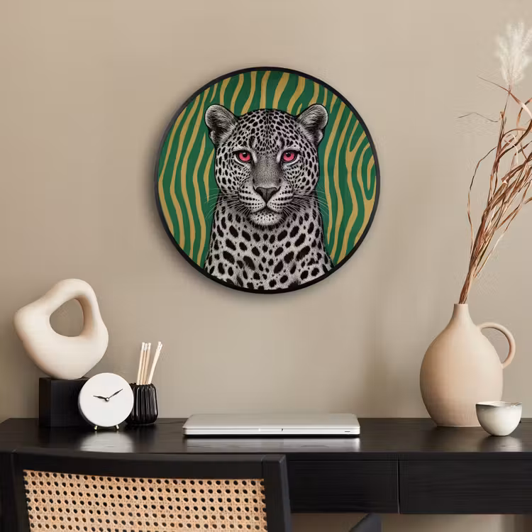 Panter - Zebrapatroon - Groen Fotolijst rond zonder passe partout klein -sfeer1