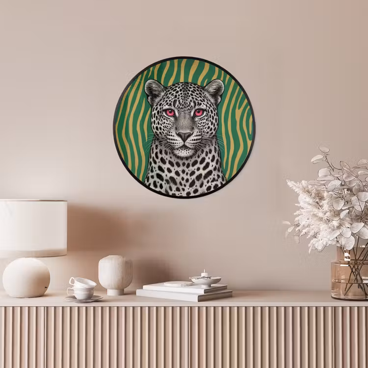 Panter - Zebrapatroon - Groen Fotolijst rond zonder passe partout klein -sfeer3