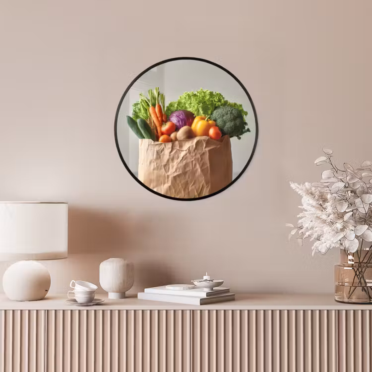 Papieren - Boodschappen - Groente - Kleurrijk Fotolijst rond zonder passe partout klein -sfeer3