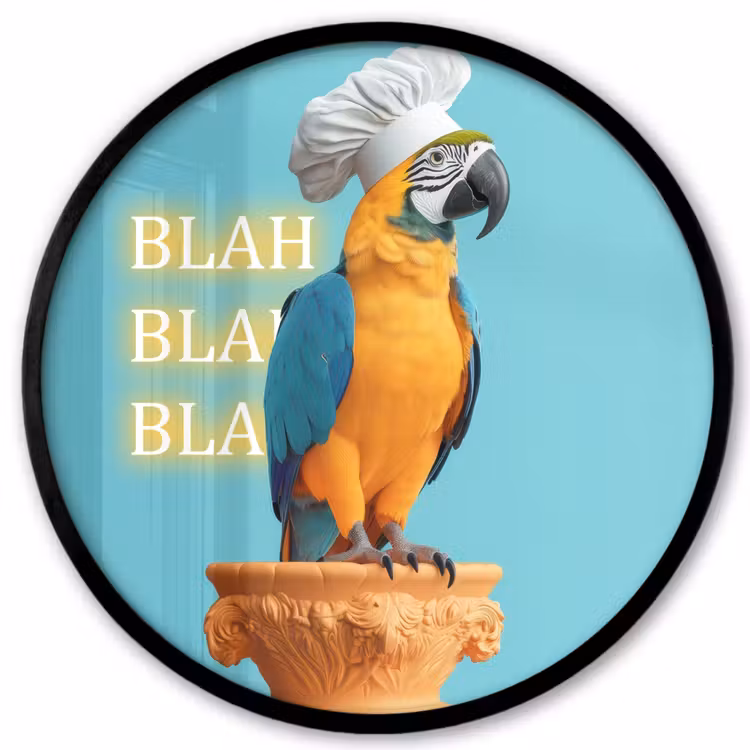 Papegaai - Koksmuts - Quote - Neon Fotolijst rond zonder passe partout klein -3d