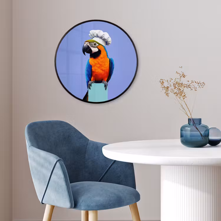 Papegaai - Koksmuts - Vogel - Leuk Fotolijst rond zonder passe partout klein -sfeer2