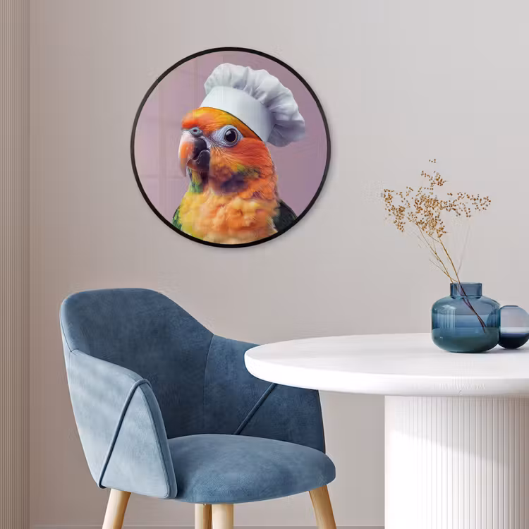 Papegaai - Koksmuts - Nieuwsgierig - Vogel Fotolijst rond zonder passe partout klein -sfeer2