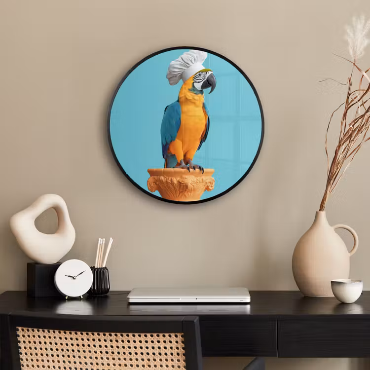 Papegaai - Koksmuts - Grappig - Vogel Fotolijst rond zonder passe partout klein -sfeer1