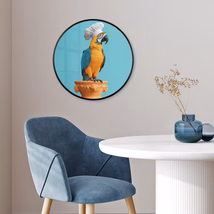 Papegaai - Koksmuts - Grappig - Vogel Fotolijst rond zonder passe partout klein -sfeer2