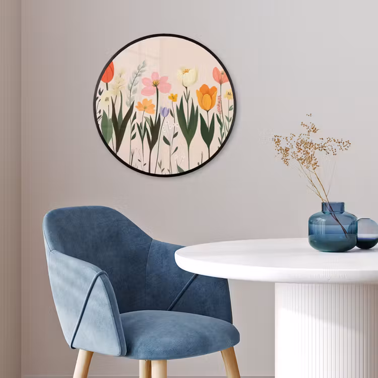 Pasteltinten - Bloemen - Illustratie Fotolijst rond zonder passe partout klein -sfeer2