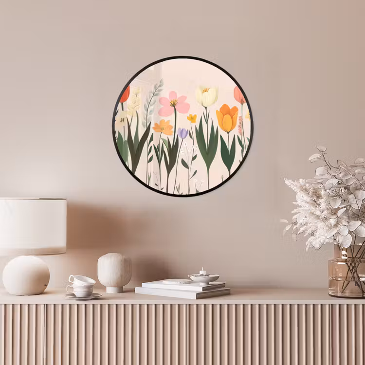 Pasteltinten - Bloemen - Illustratie Fotolijst rond zonder passe partout klein -sfeer3