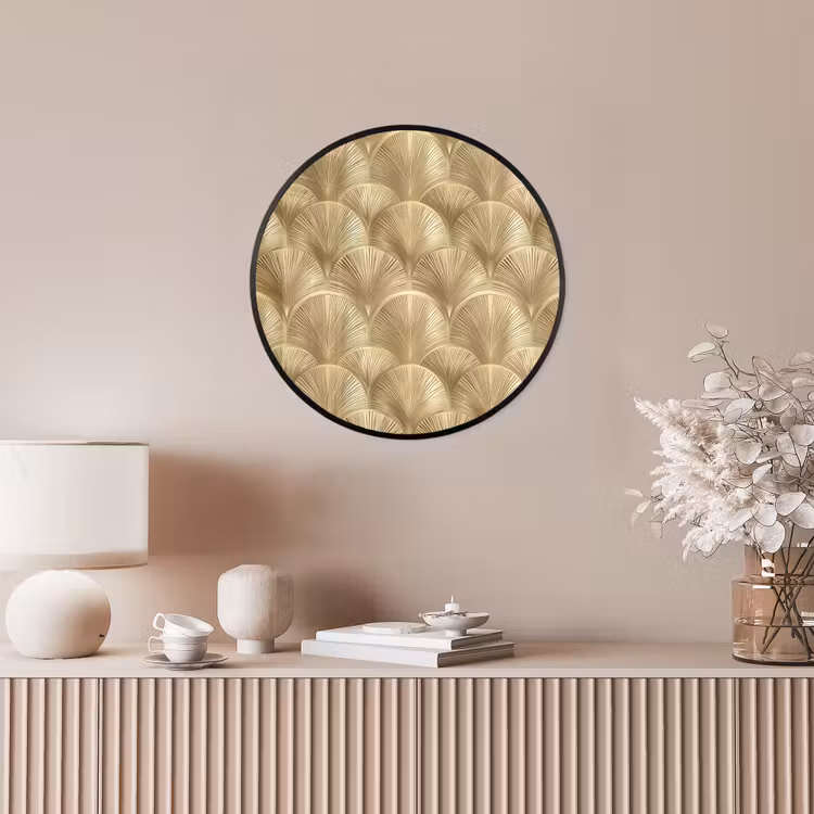 Patroon - Waaier - Goud Fotolijst rond zonder passe partout klein 856 -sfeer3