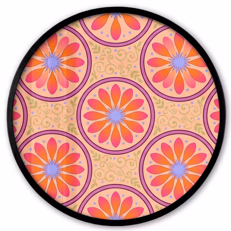 Patroon - Bloemen - Decoratief - Kleurrijk - Modern Fotolijst rond zonder passe partout klein -3d
