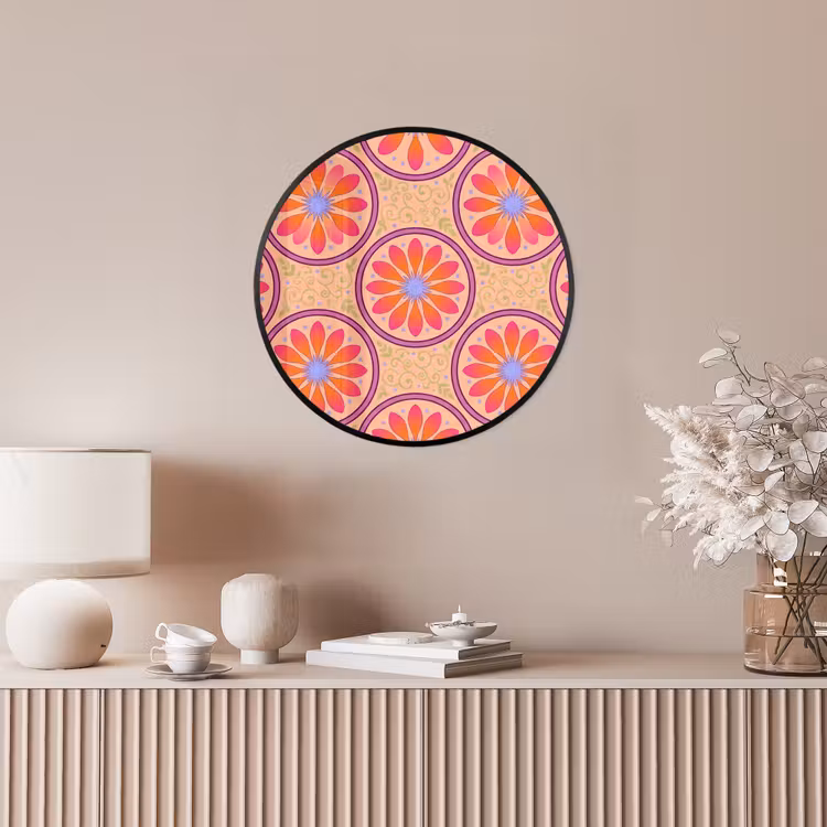 Patroon - Bloemen - Decoratief - Kleurrijk - Modern Fotolijst rond zonder passe partout klein -sfeer3