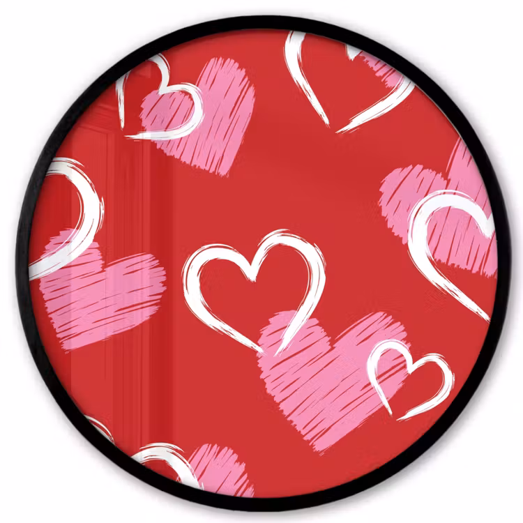 Patroon - Hartjes - Roze - Valentijn Fotolijst rond zonder passe partout klein -3d