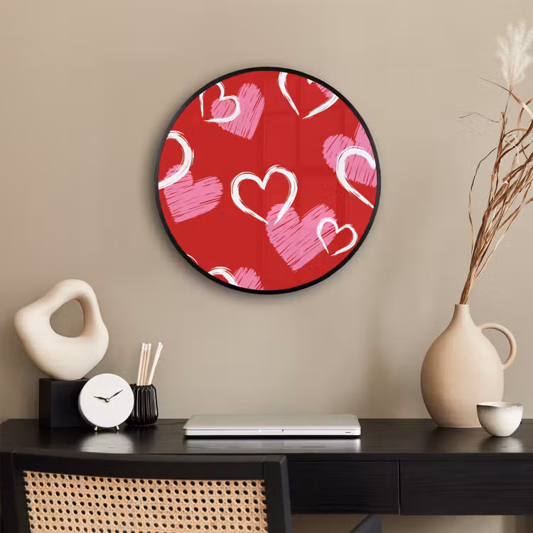 Patroon - Hartjes - Roze - Valentijn Fotolijst rond zonder passe partout klein -sfeer1