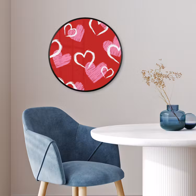 Patroon - Hartjes - Roze - Valentijn Fotolijst rond zonder passe partout klein -sfeer2