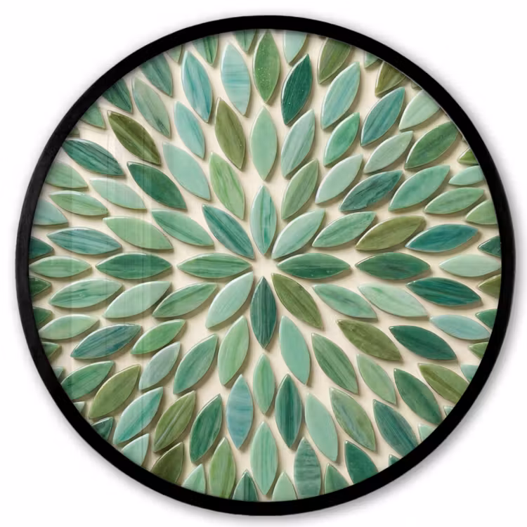 Patroon - Blad - Groen - Abstract Fotolijst rond zonder passe partout klein -3d