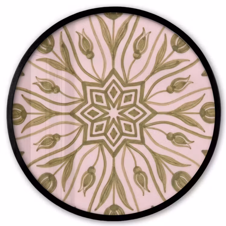 Patroon - Mandala - Decoratie - Abstract - Groen Fotolijst rond zonder passe partout klein -3d