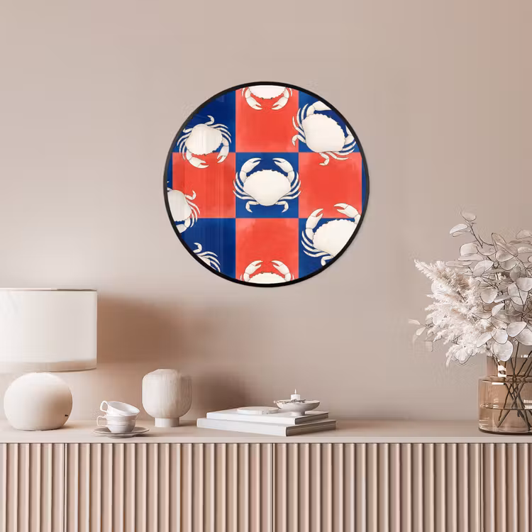 Patroon - Zeeleven - Rood - Blauw - Abstract Fotolijst rond zonder passe partout klein -sfeer3