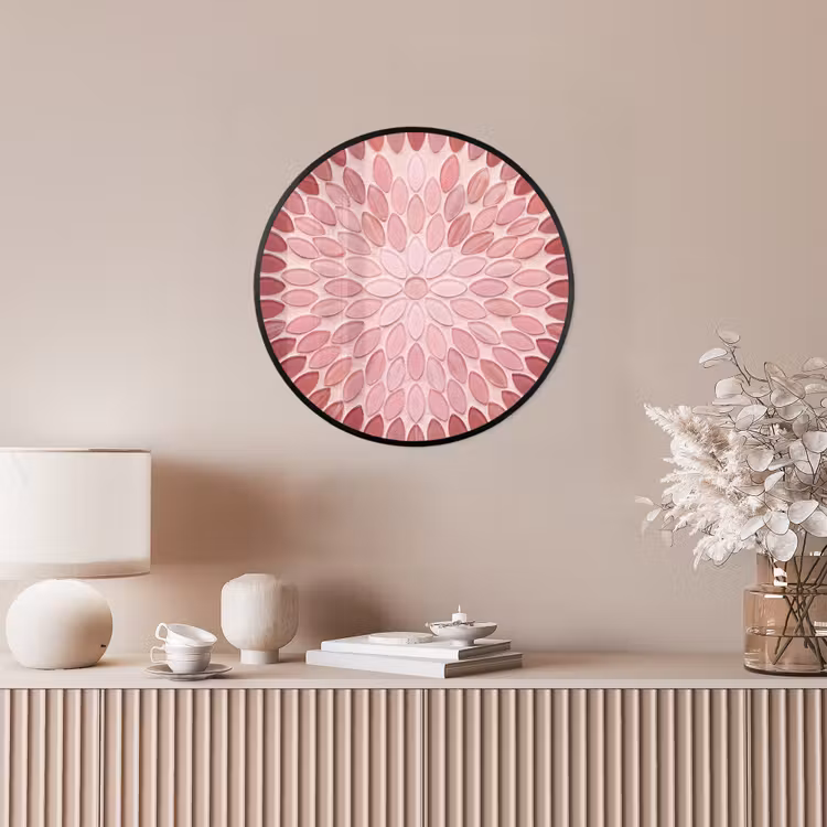 Patroon - Mozaïek - Ovaal - Abstract - Roze Fotolijst rond zonder passe partout klein -sfeer3