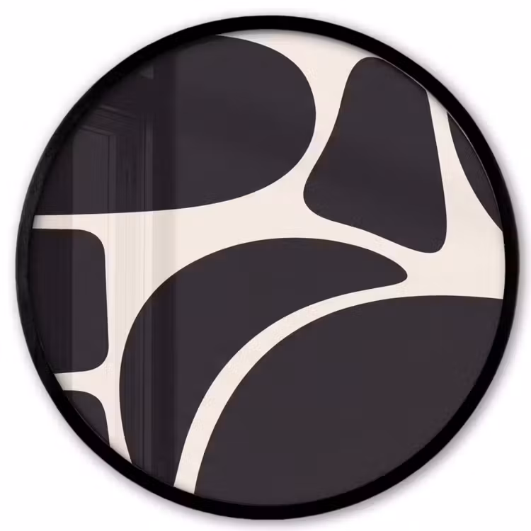 Photo Frame Round - Pattern - Organic - Black - Patroon - Organisch - Zwart Fotolijst rond zonder passe partout klein