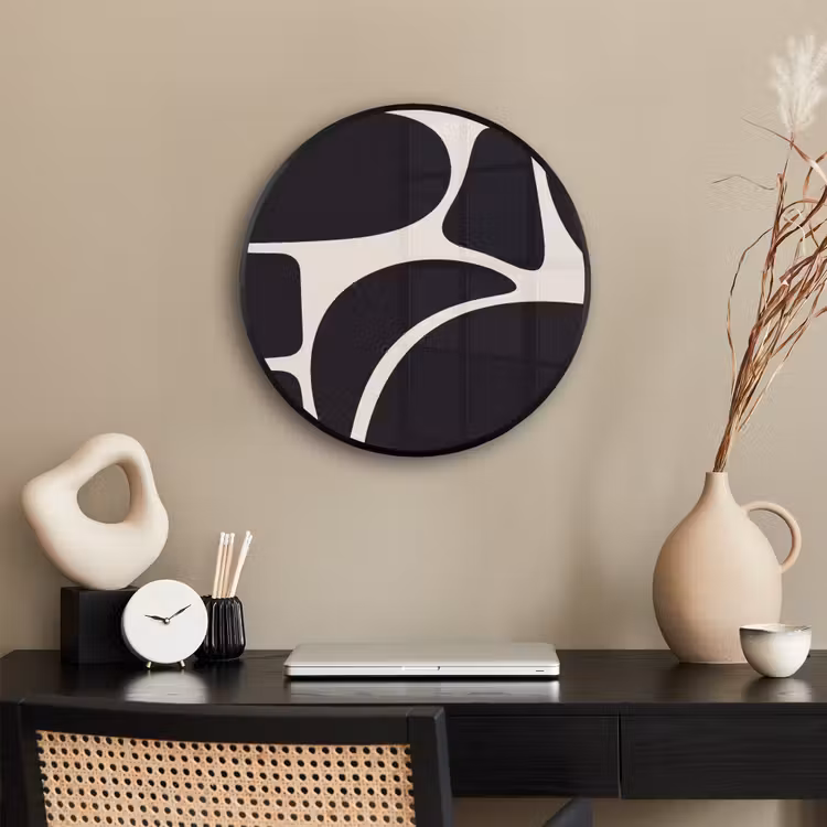 Photo Frame Round - Pattern - Organic - Black - Patroon - Organisch - Zwart Fotolijst rond zonder passe partout klein
