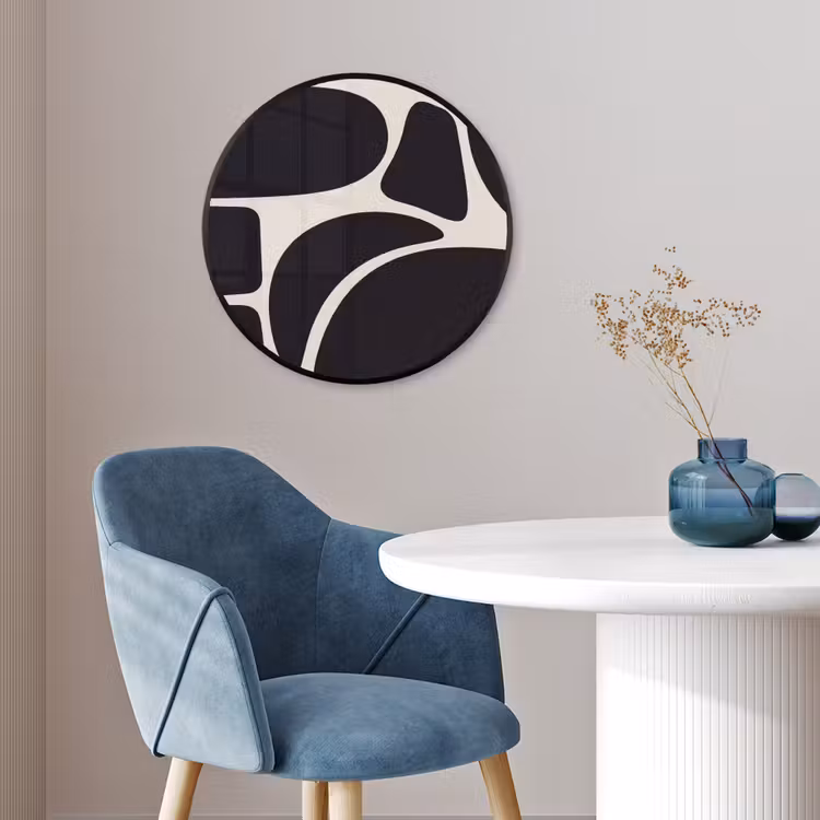 Photo Frame Round - Pattern - Organic - Black - Patroon - Organisch - Zwart Fotolijst rond zonder passe partout klein