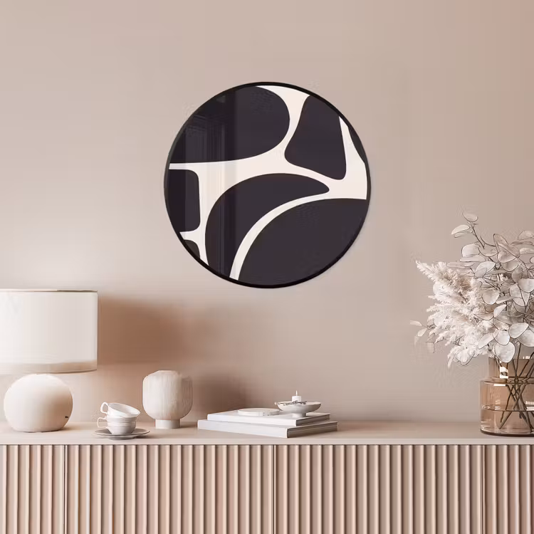 Photo Frame Round - Pattern - Organic - Black - Patroon - Organisch - Zwart Fotolijst rond zonder passe partout klein