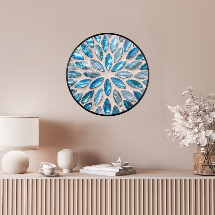 Patroon - Glans - Abstract - Blauw - Decoratie Fotolijst rond zonder passe partout klein -sfeer3