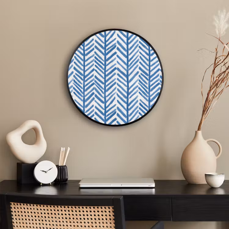 Patroon - Streep - Blauw Fotolijst rond zonder passe partout klein 856 -sfeer1