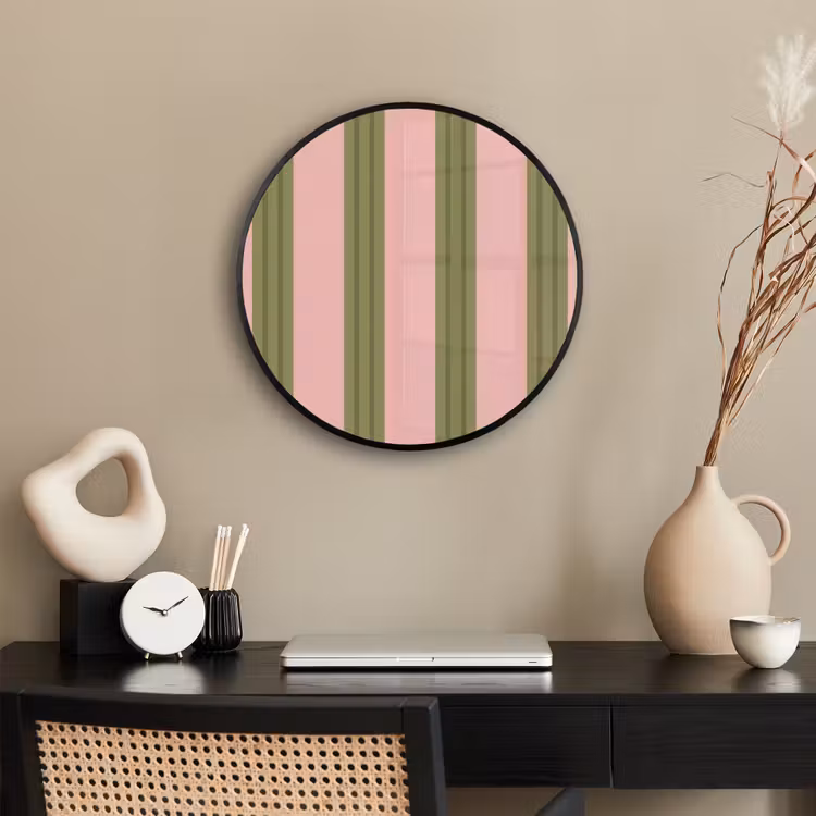 Patroon - Strepen - Abstract - Roze - Groen Fotolijst rond zonder passe partout klein -sfeer1