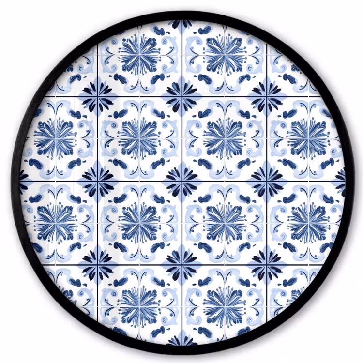 Patroon - Tegel - Blauw Fotolijst rond zonder passe partout klein 856 -3d